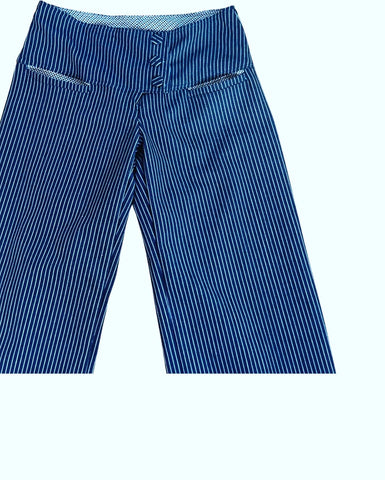 PO61 Striped Indigo Denim Wide Leg Pant