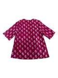 T658 Pintuck cotton top red with pink flowers