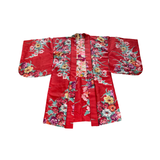 Vintage silk haori red floral meisin