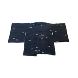 Vintage Japanese silk haori Black with white shibori flowers