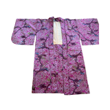 Pink Vintage Japanese silk meisin haori with abtract branch +leaf