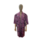 Pink Vintage Japanese silk meisin haori with abtract branch +leaf