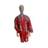 Vintage silk haori red floral meisin