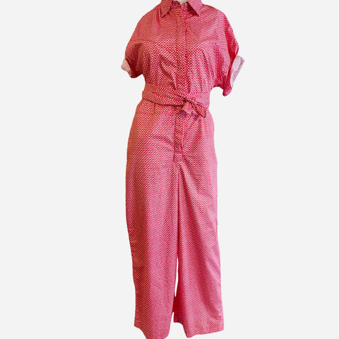 S02 cotton jumpsuit  red +white