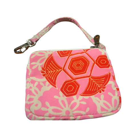 Wristlet Pouch pink+white floral