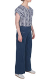 PO61 Striped Indigo Denim Wide Leg Pant