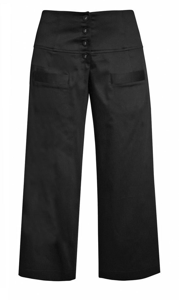 Black matt cotton 7/8 Pants