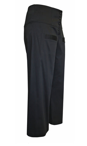 Black matt cotton 7/8 Pants